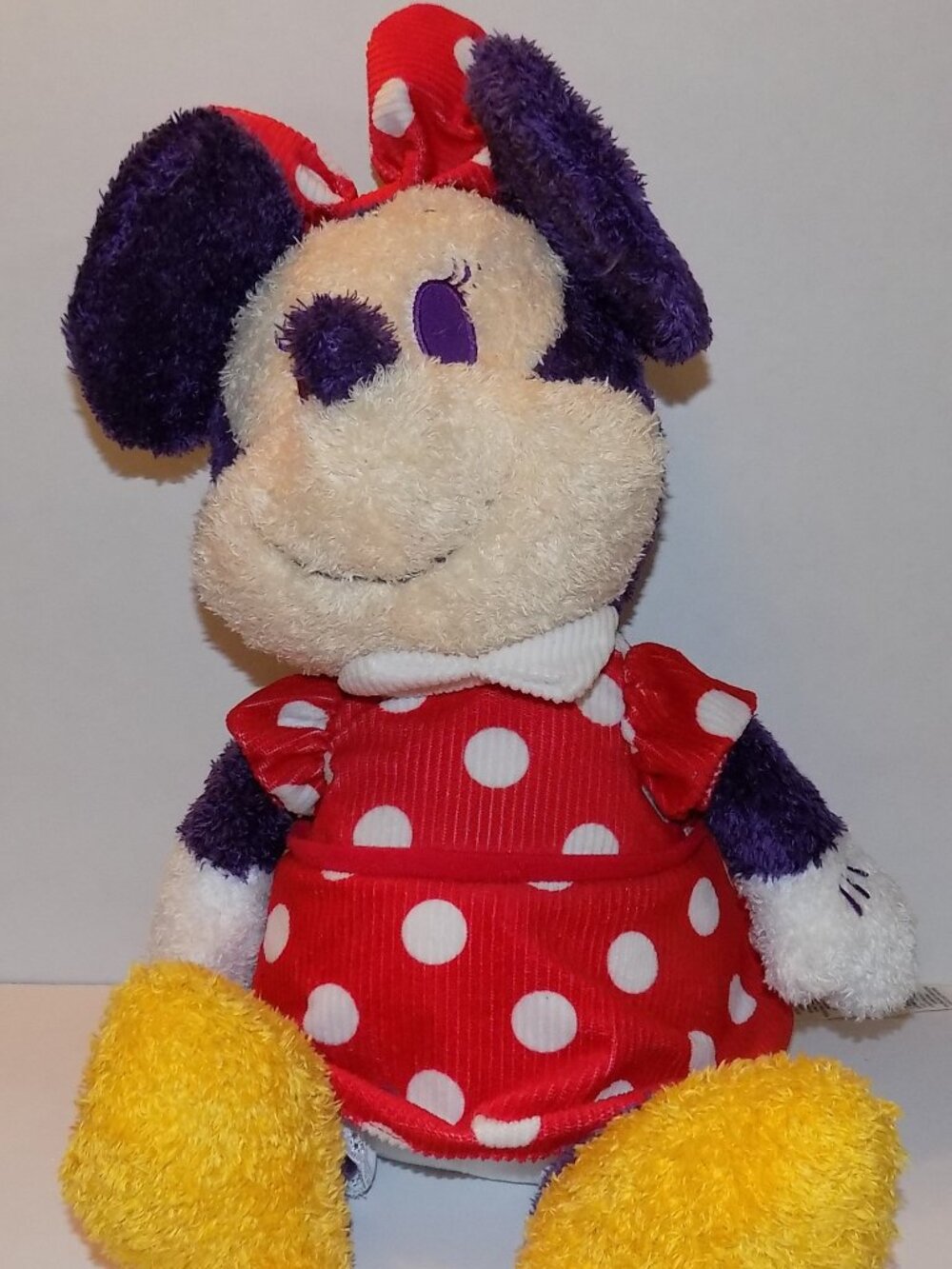 Disney Minnie Mouse Plush Red White Polka Dot Dress Stuffed Animal Toy